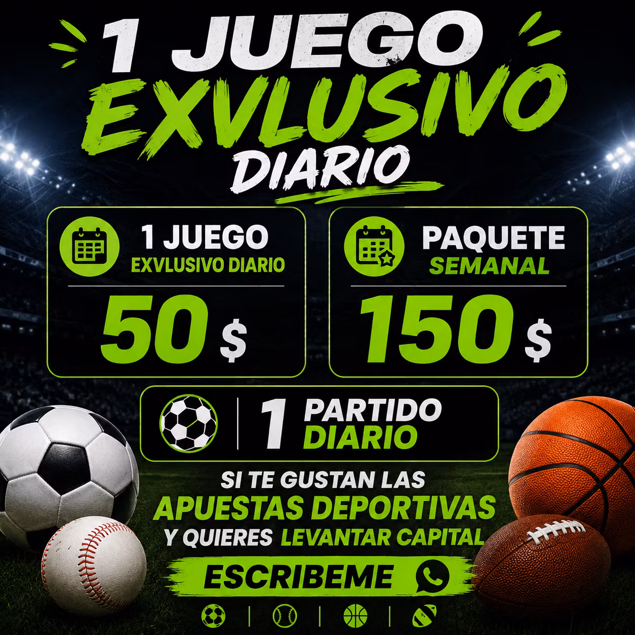 1 Partido diario por 1 semana 🏀⚽️⚾️🏈✍🏻