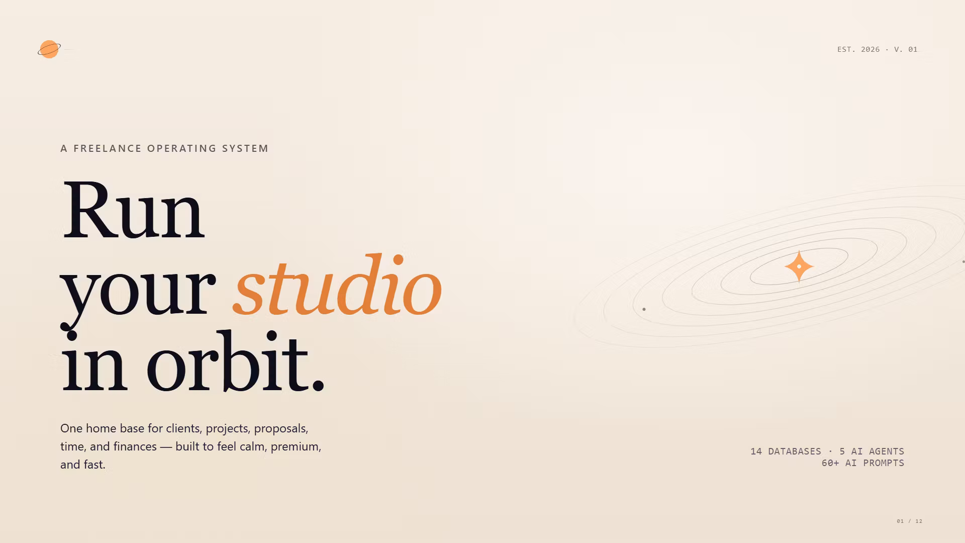 ORBIT: Freelance Notion Template OS with AI Agents & Client Portal