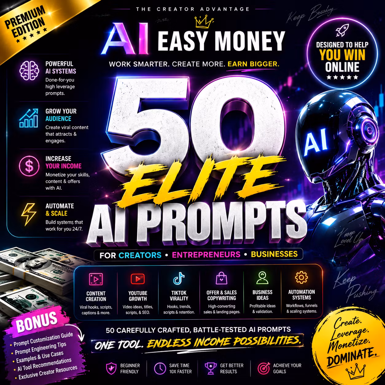 AI EASY MONEY — 50 Elite AI Prompts