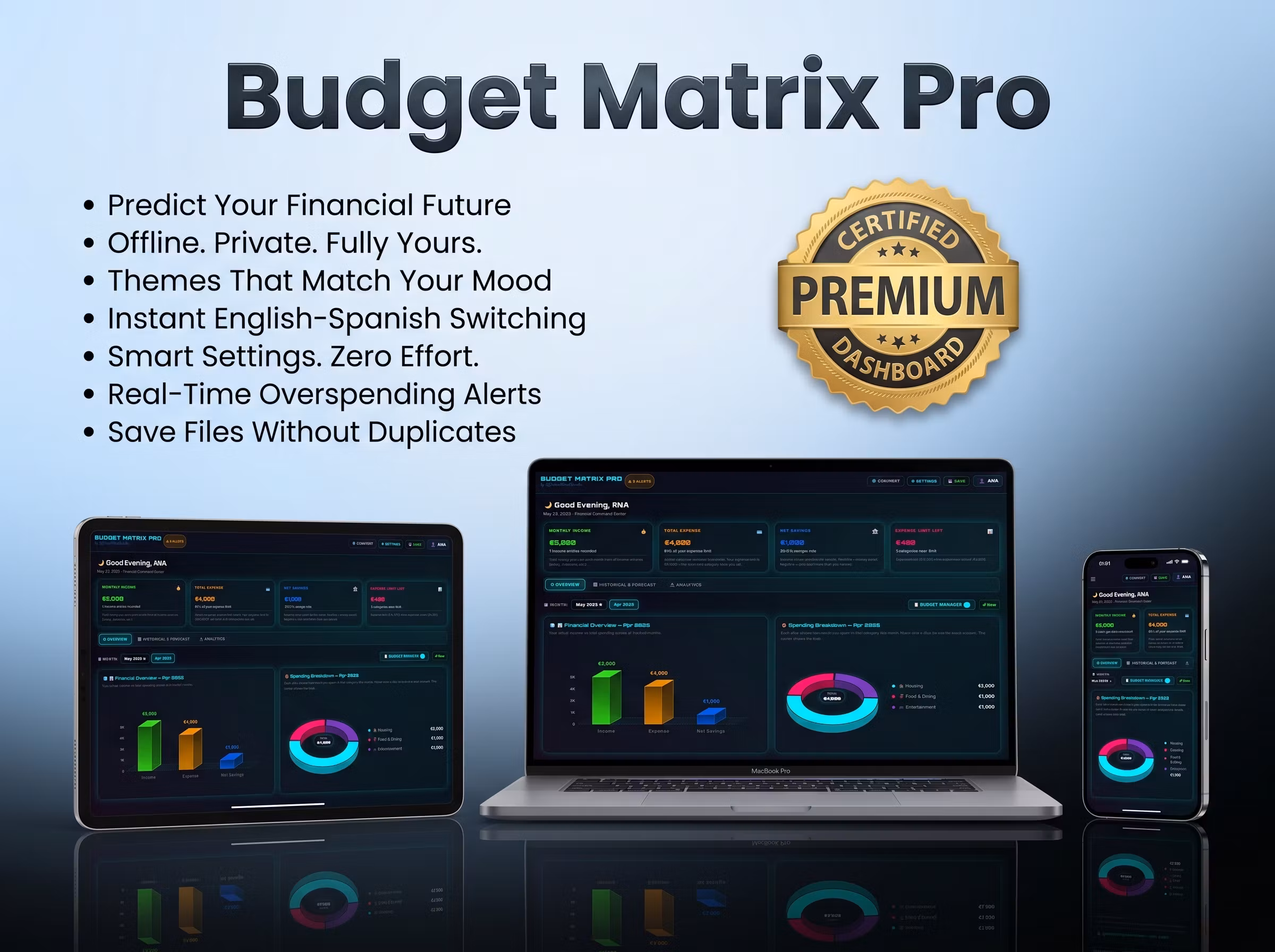 Budget Matrix Pro: Offline Finance Dashboard, Forecasting & Expense Planner