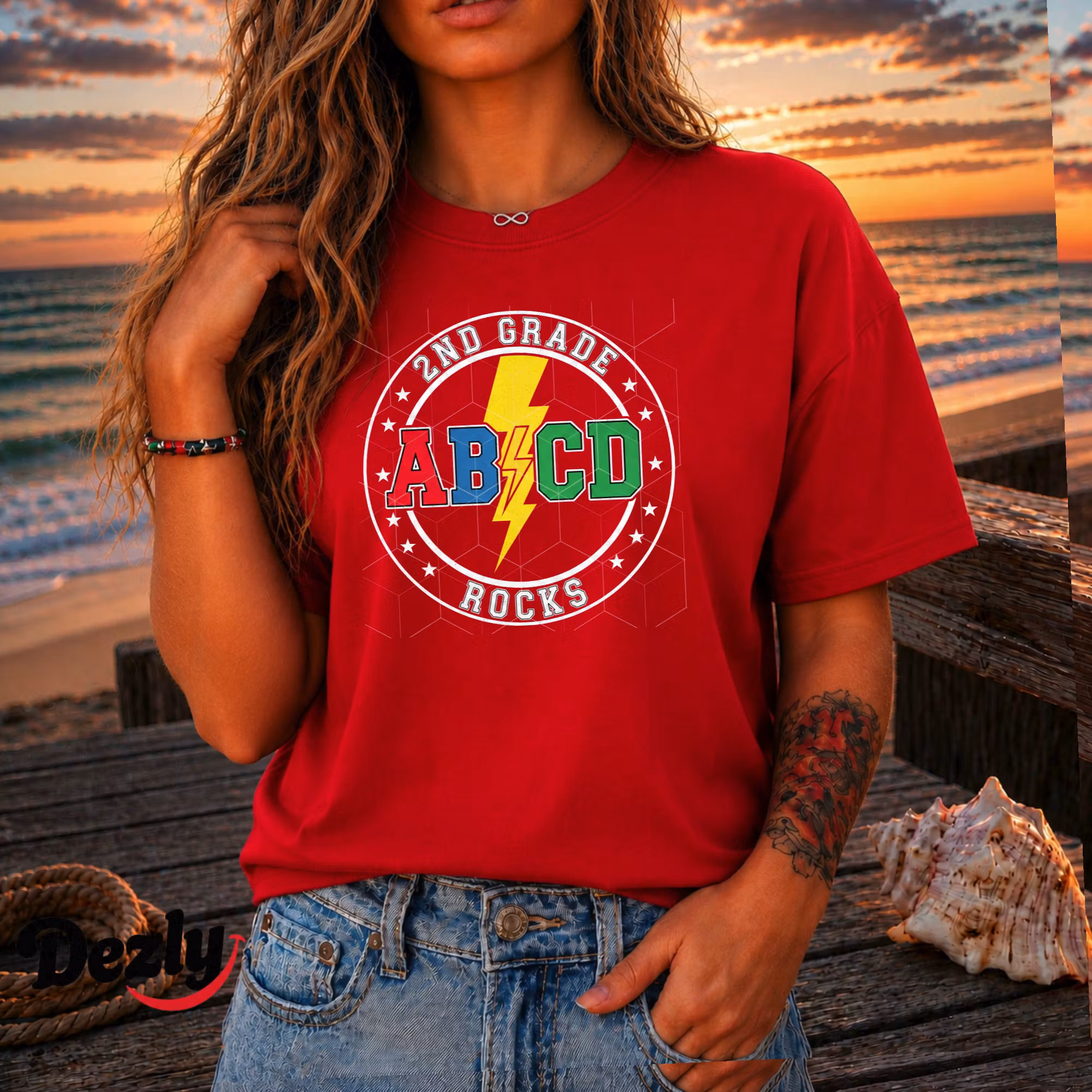 2nd Grade Rocks SVG PNG Back To School ABCD Teacher Shirt Design