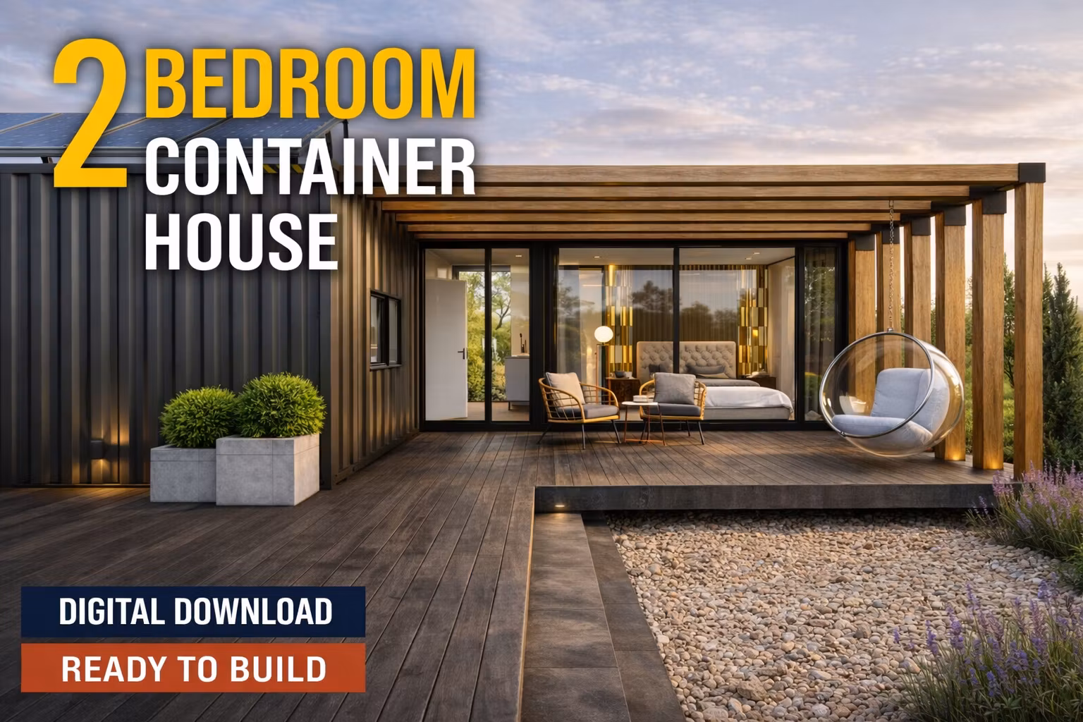 Modern 2-Bedroom Shipping Container House Plans - HBH05