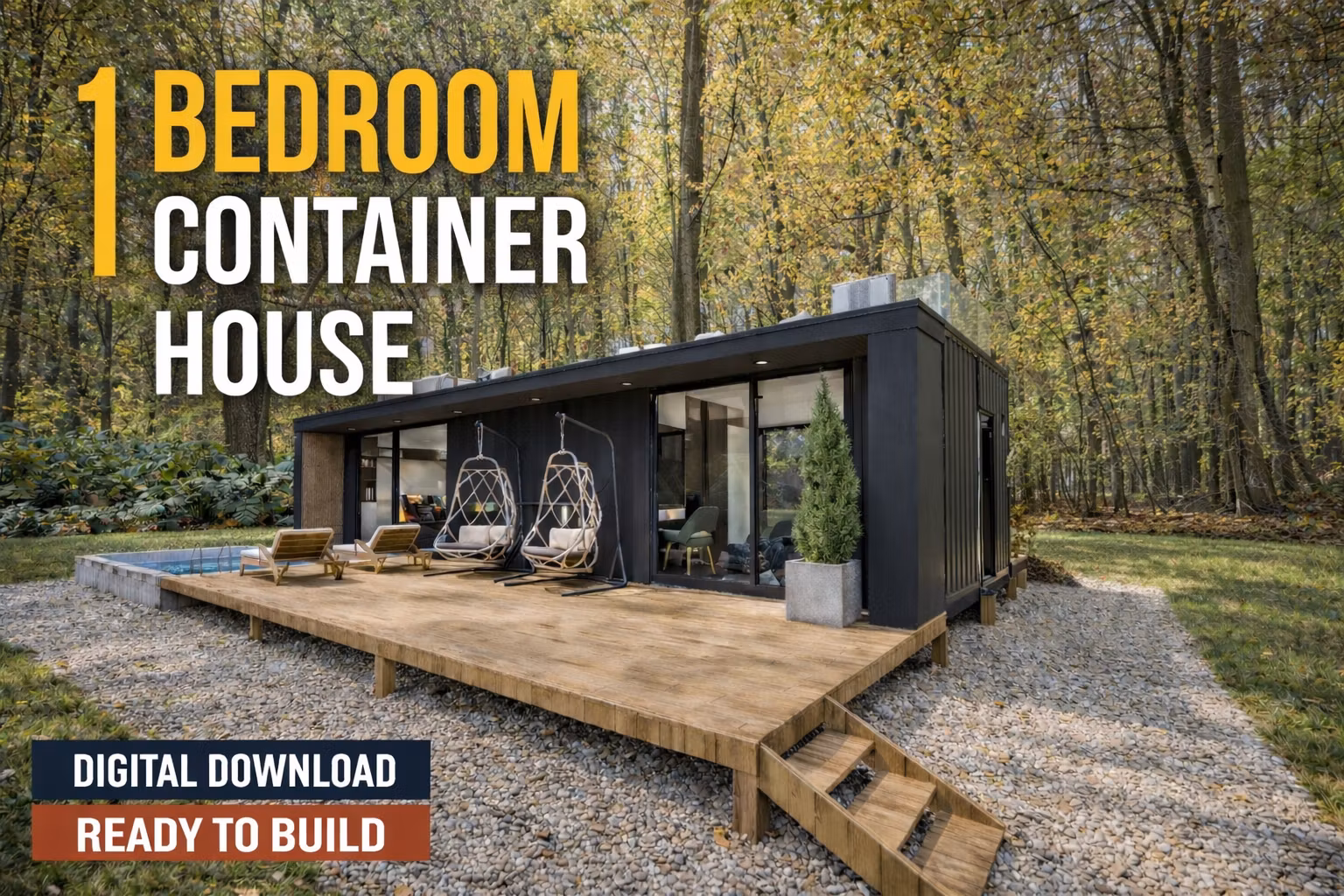 Modern 1-Bedroom Shipping Container House Plans - HBH01