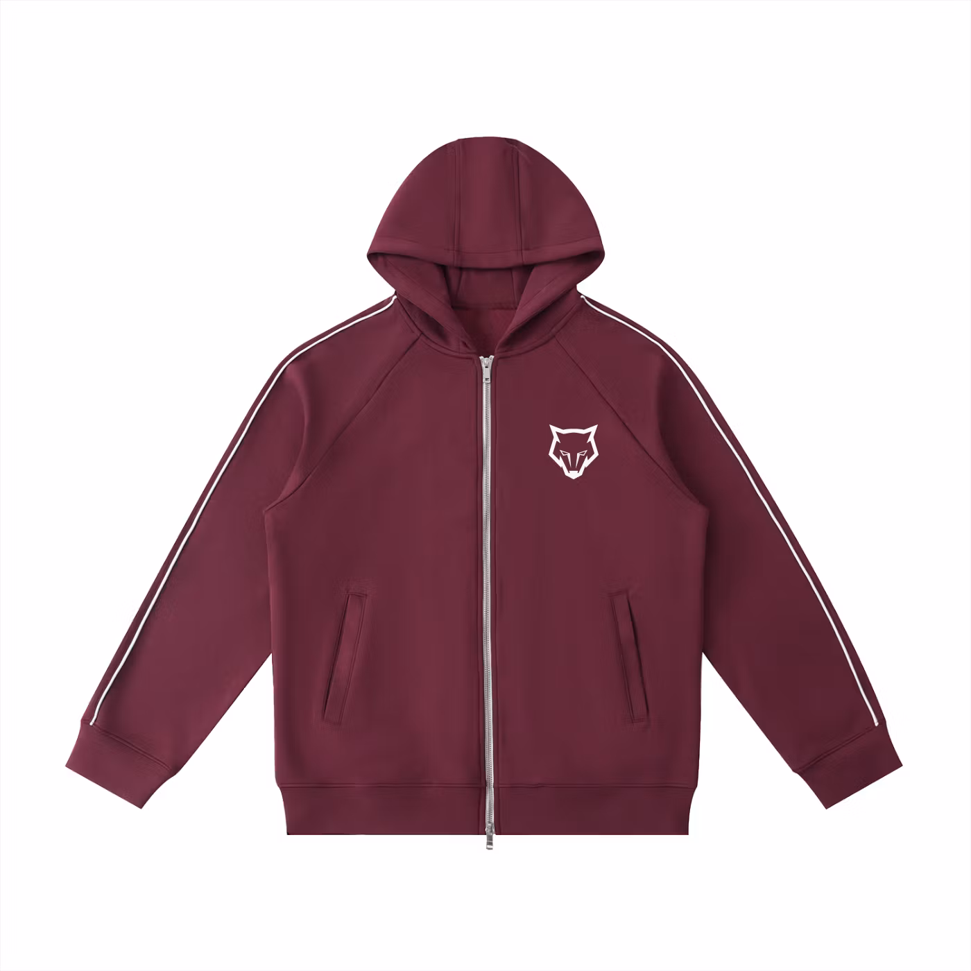 Unisex Heavyweight Raglan Sleeve Zip Hoodie - Dull Red