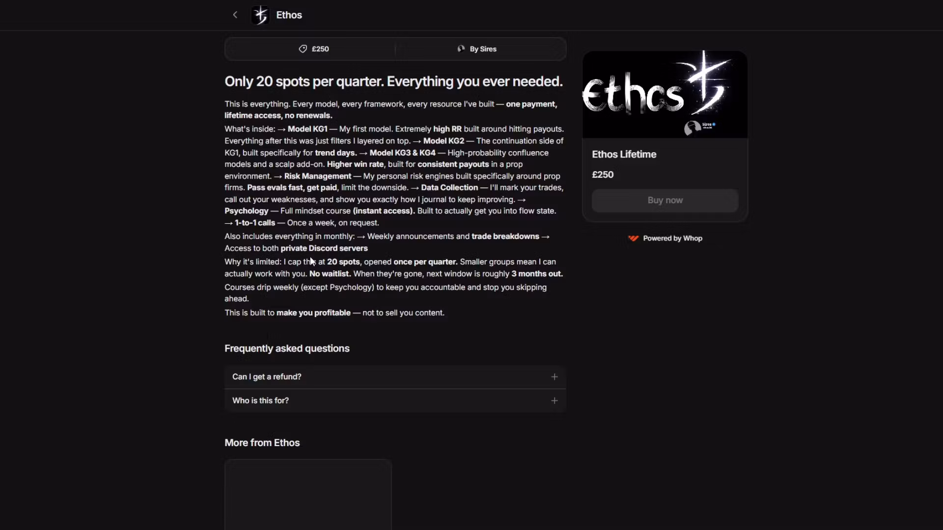 Ethos Lifetime 