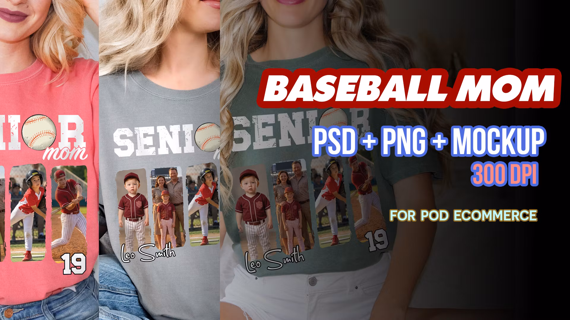 PSD PNG Baseball Mom | POD Design Files