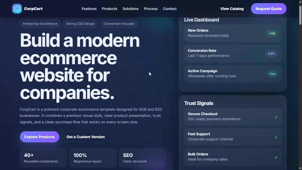CorpCart — Premium Enterprise Ecommerce Website Template