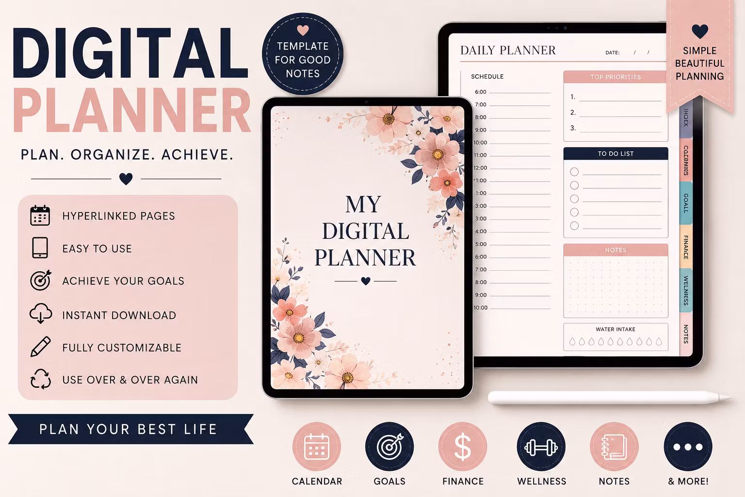 Digital Planner Bundle To Organize Goals, Tasks And Success 📋🎯✨