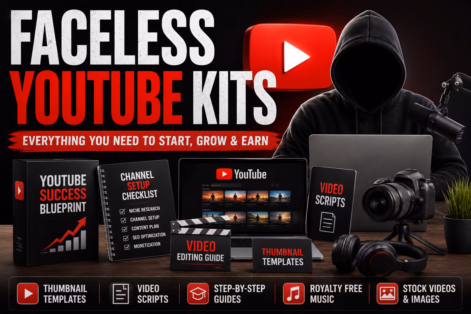 Faceless YouTube Kit: Complete Content Creation Bundle For Beginners Today