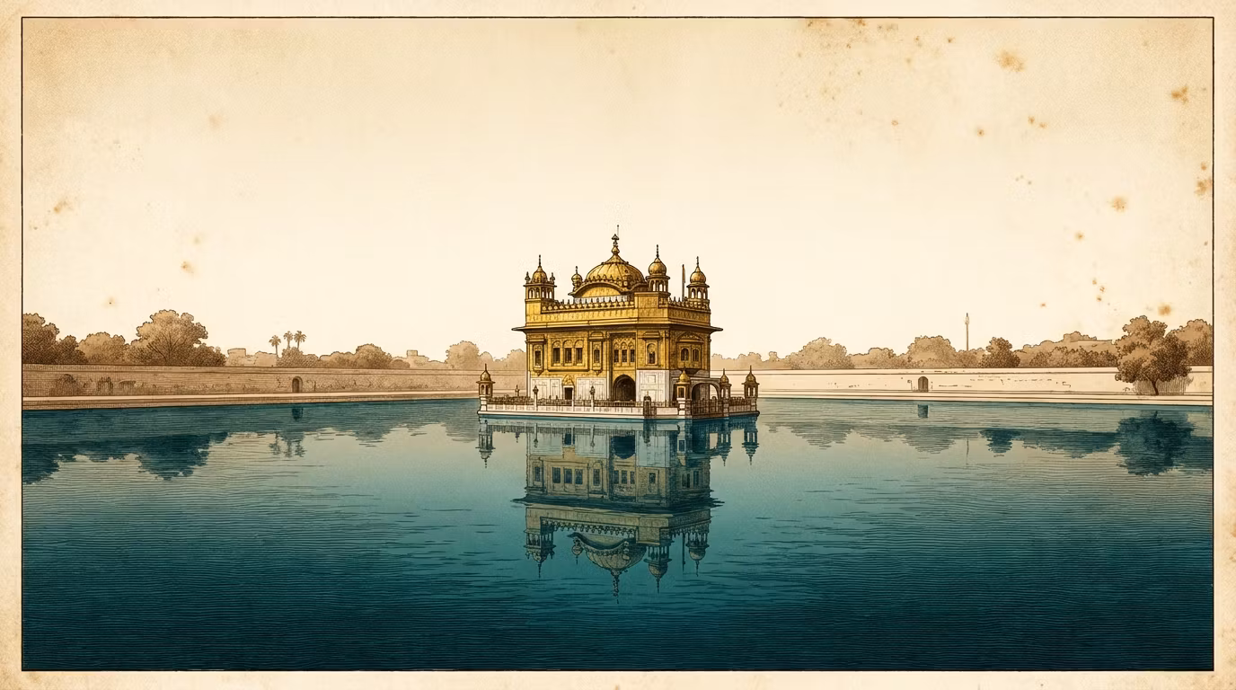 Golden Temple — Vintage Wall Art Print