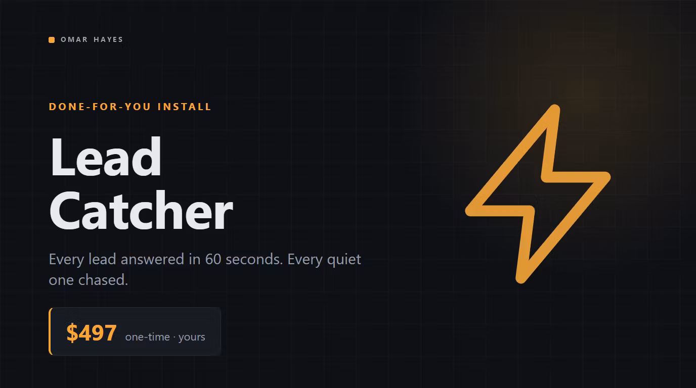 Lead Catcher — Every Lead Answered in 60 Seconds, Every Quiet One Chased