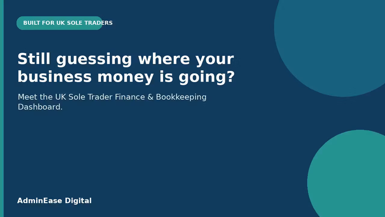 UK Sole Trader Bookkeeping Spreadsheet & Finance Dashboard