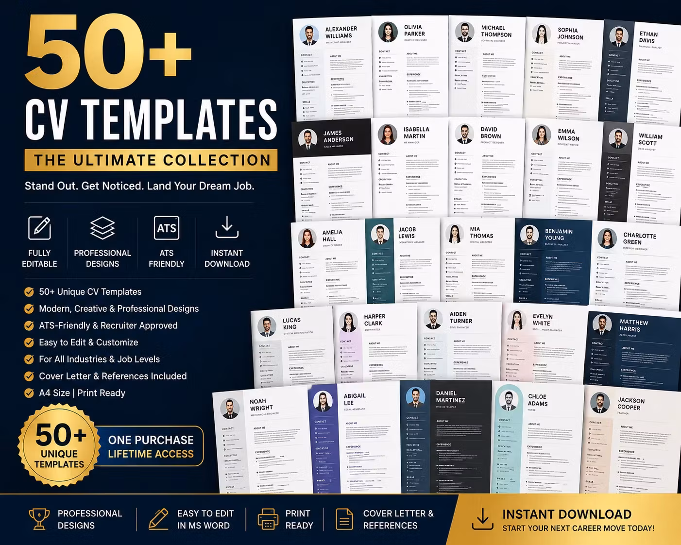 50+ Professional CV Templates | Ultimate Resume Bundle