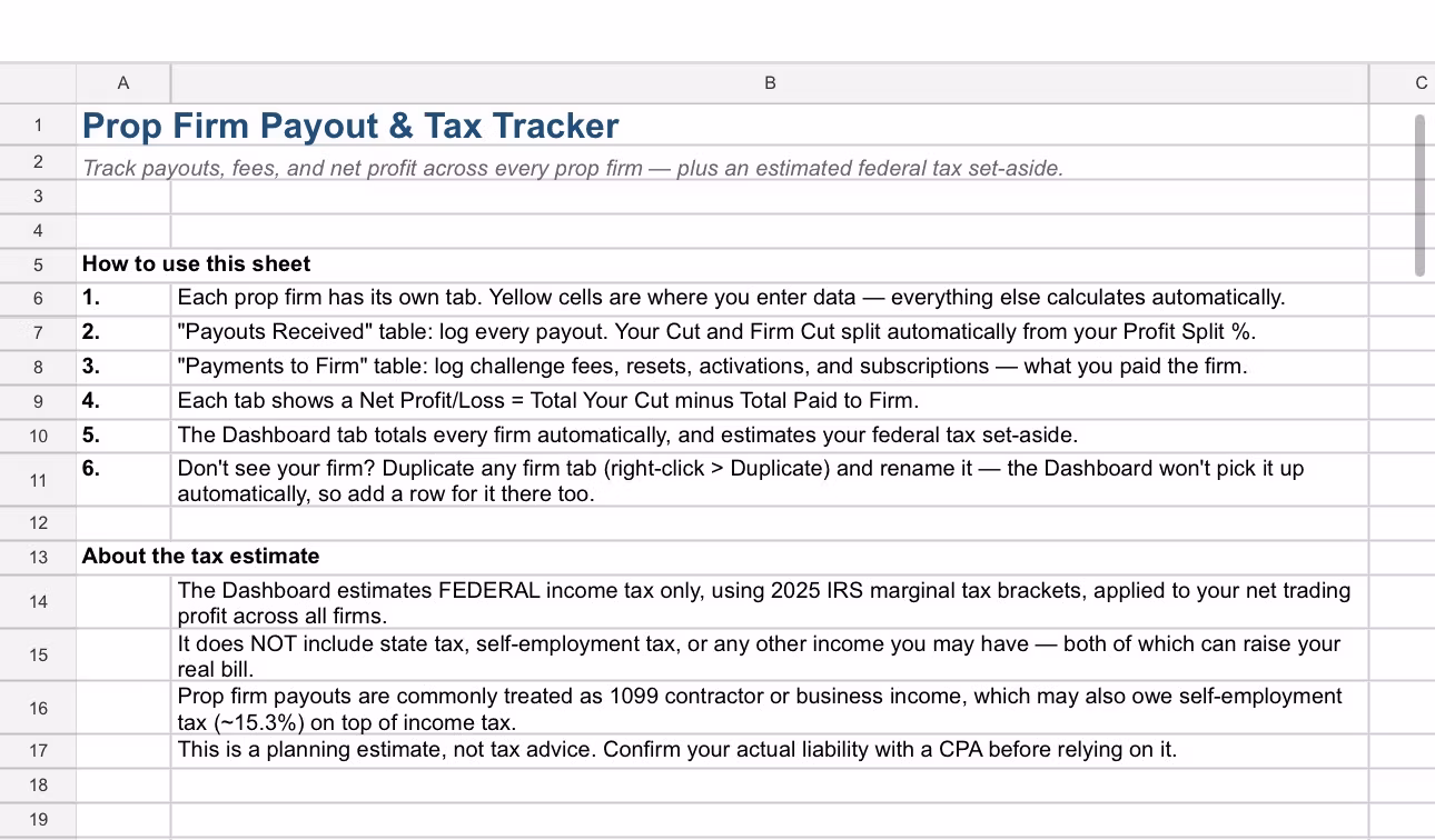 Prop Firm Gain/Loss & Tax