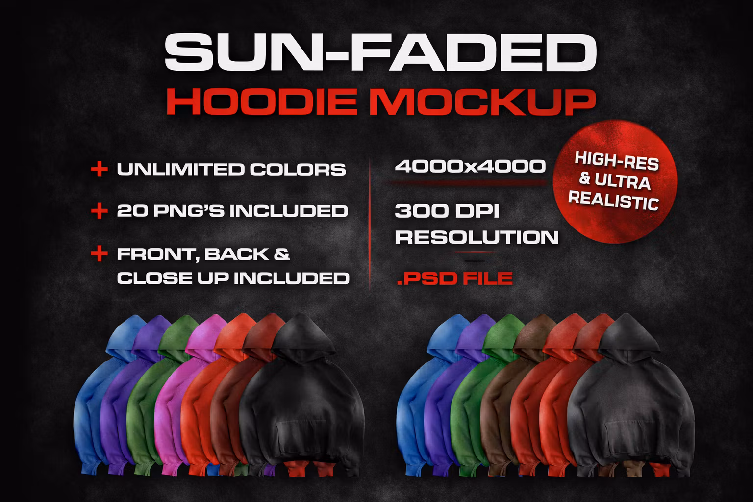 Sun-Faded Hoodie Mock-Up