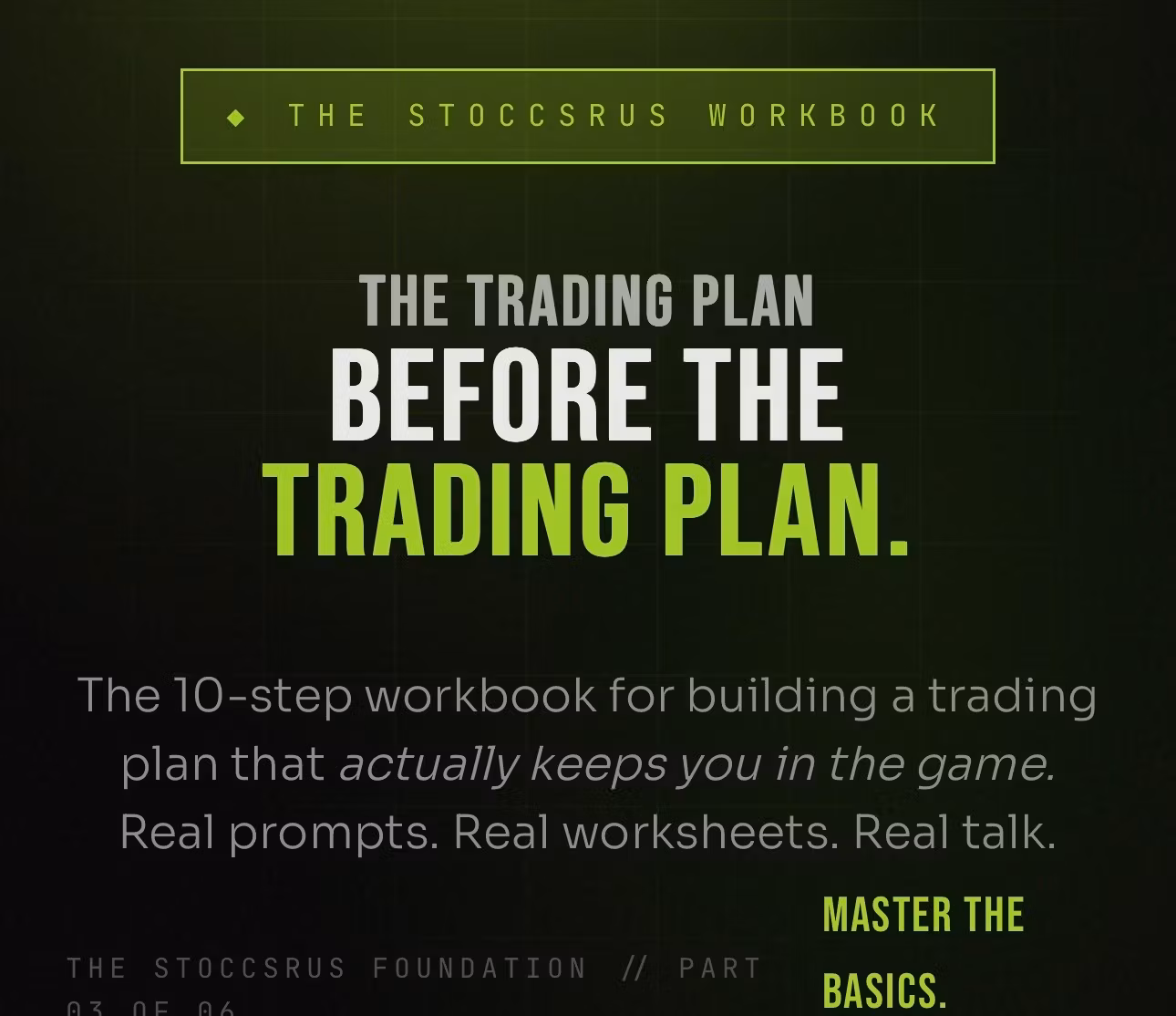 Trading Plan Workbook — Build Your Written Rules 