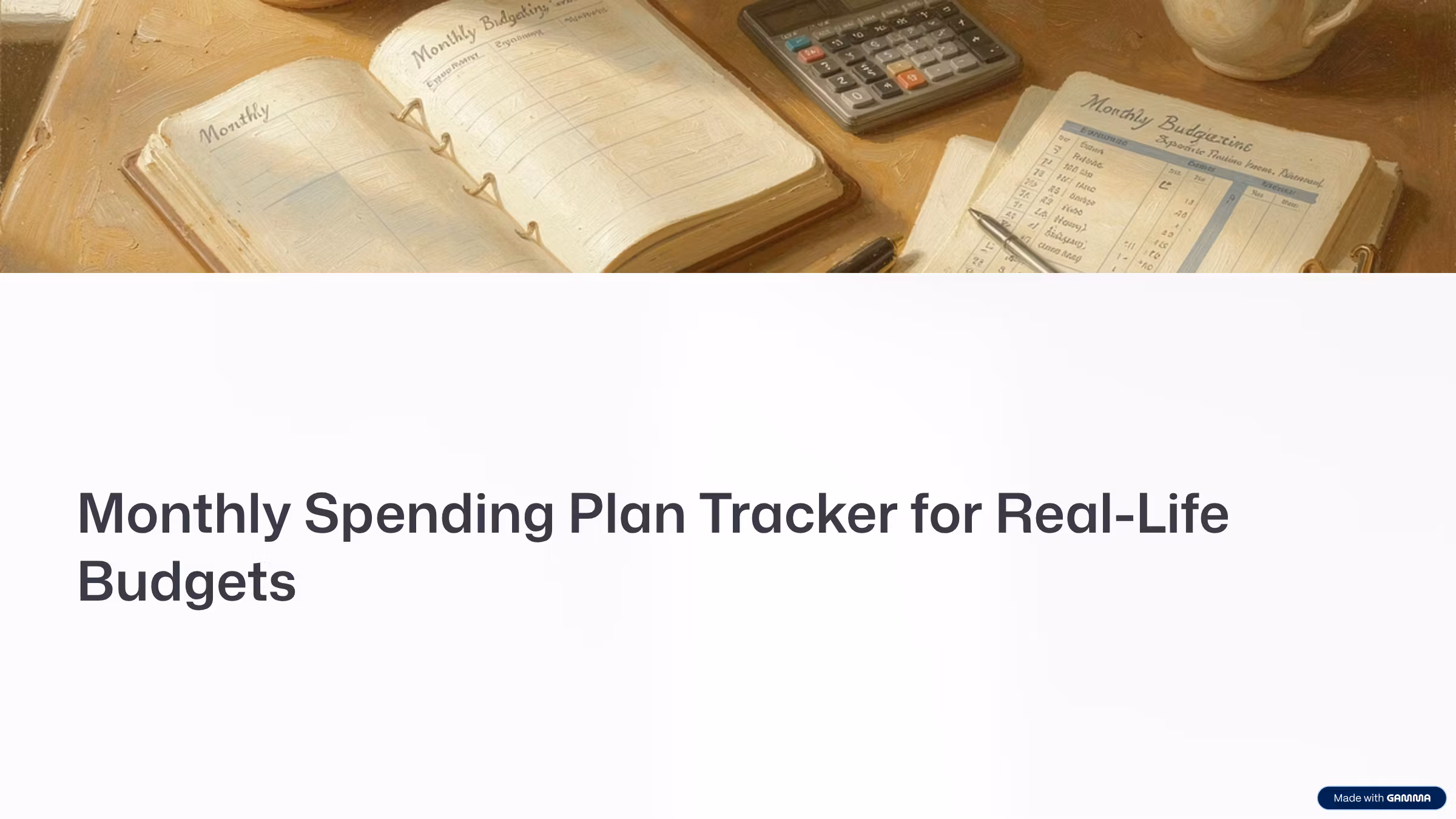 Monthly Spending Plan Tracker for Real-Life Budgets