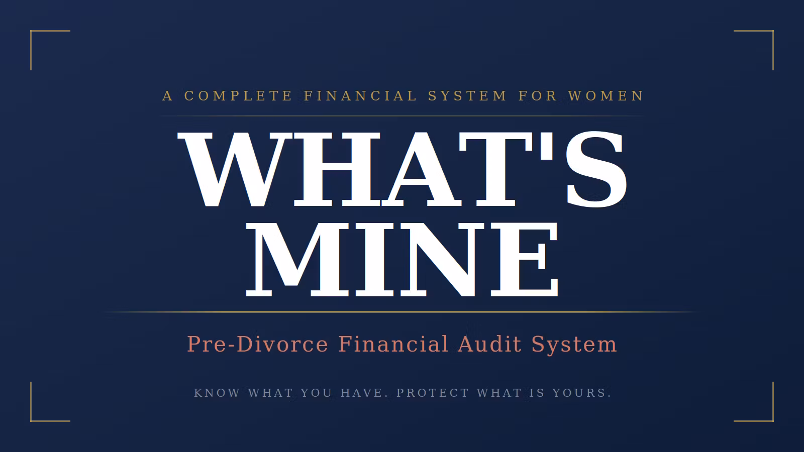 What's Mine — Pre-Divorce Financial Audit System