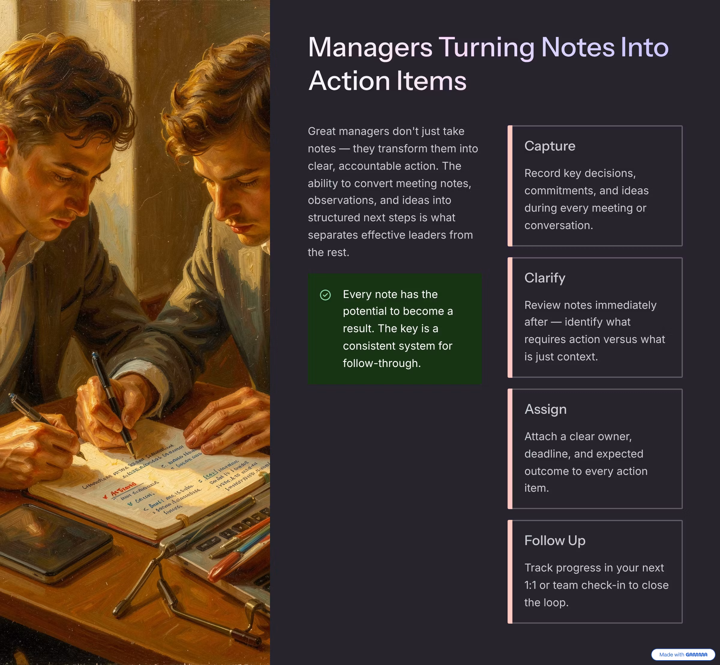 Managers Turning Notes Into Action Items