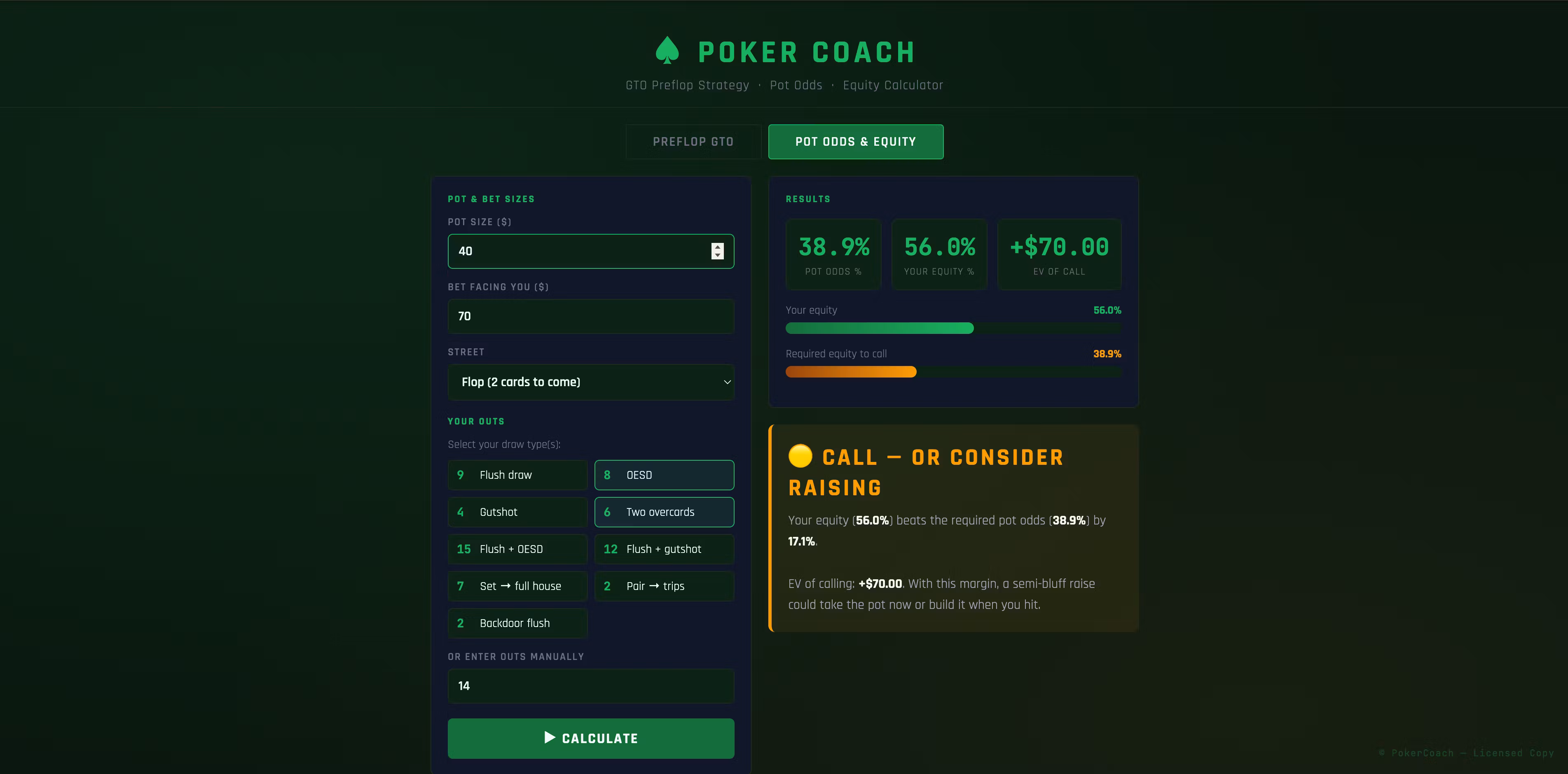 GTO Poker Coach — Monthly Access