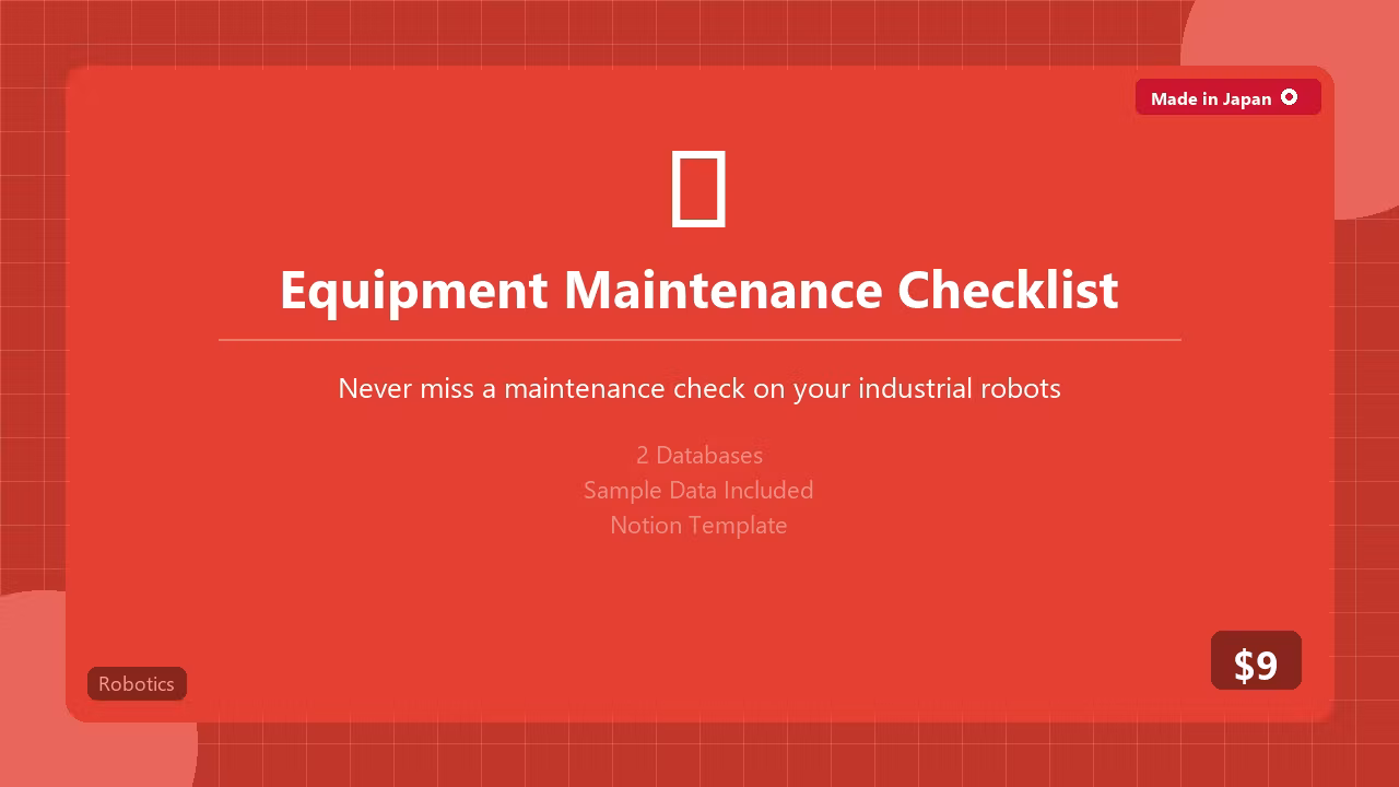 🔧 Equipment Maintenance Checklist