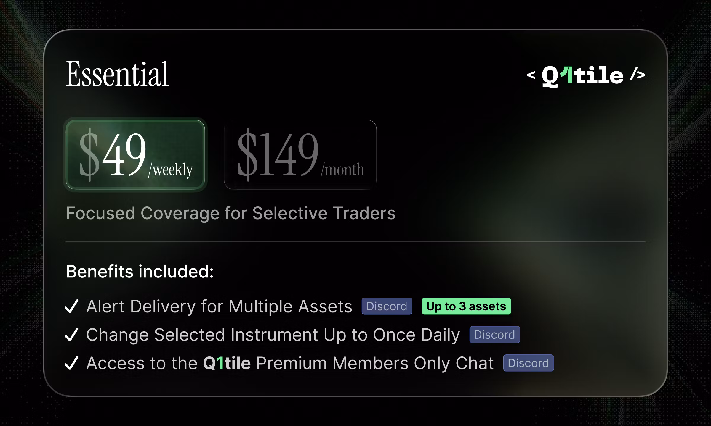 Q1 Essential (3 Assets - 1 Week)