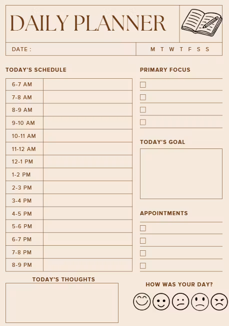 Simple Beige Daily Planner