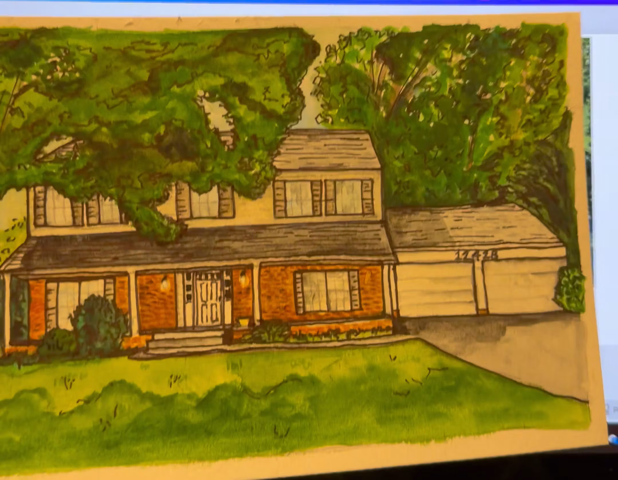 Custom Home Watercolor Painting
