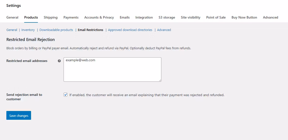 WooCommerce Email Blacklist Plugin