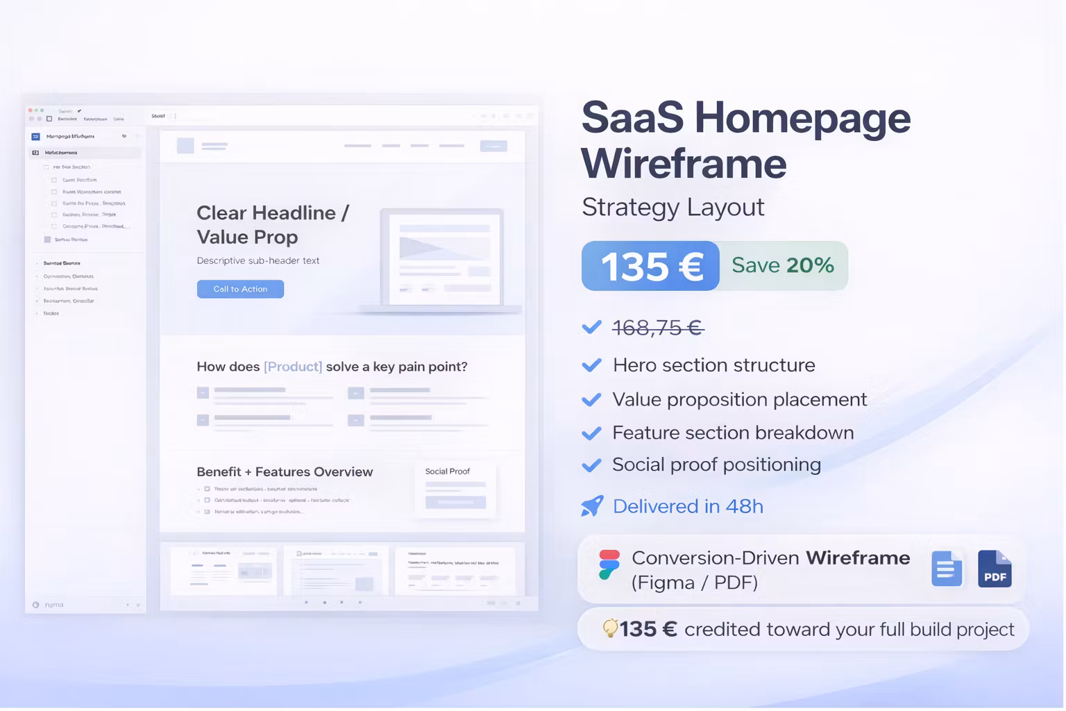 SaaS Homepage Wireframe – Strategy Layou