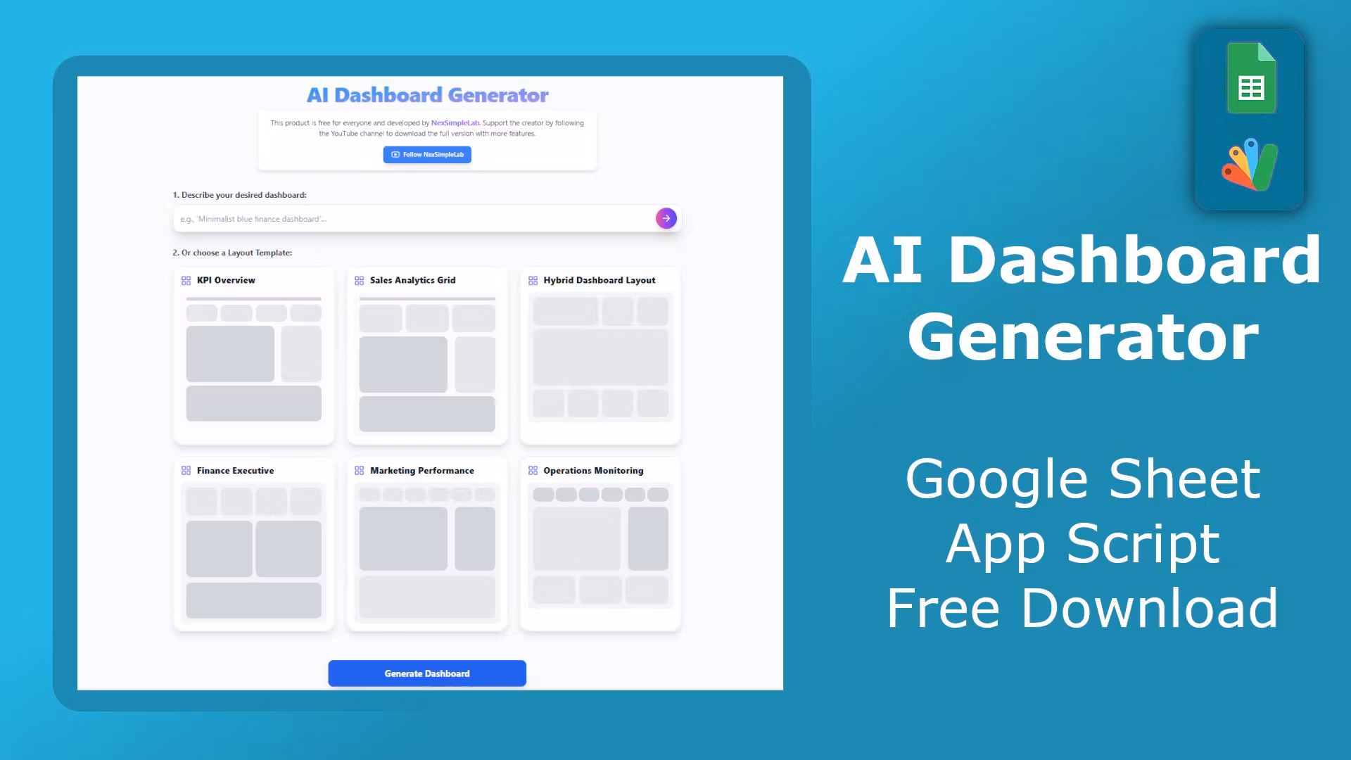 AI Dashboard Generator V2 - React & Apps Script Source Code