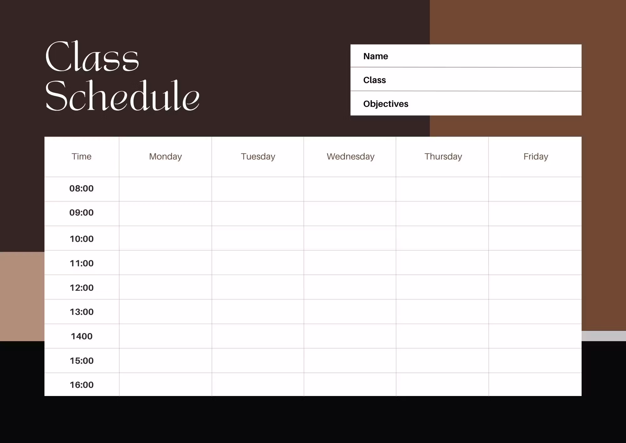 Daily Class Schedule