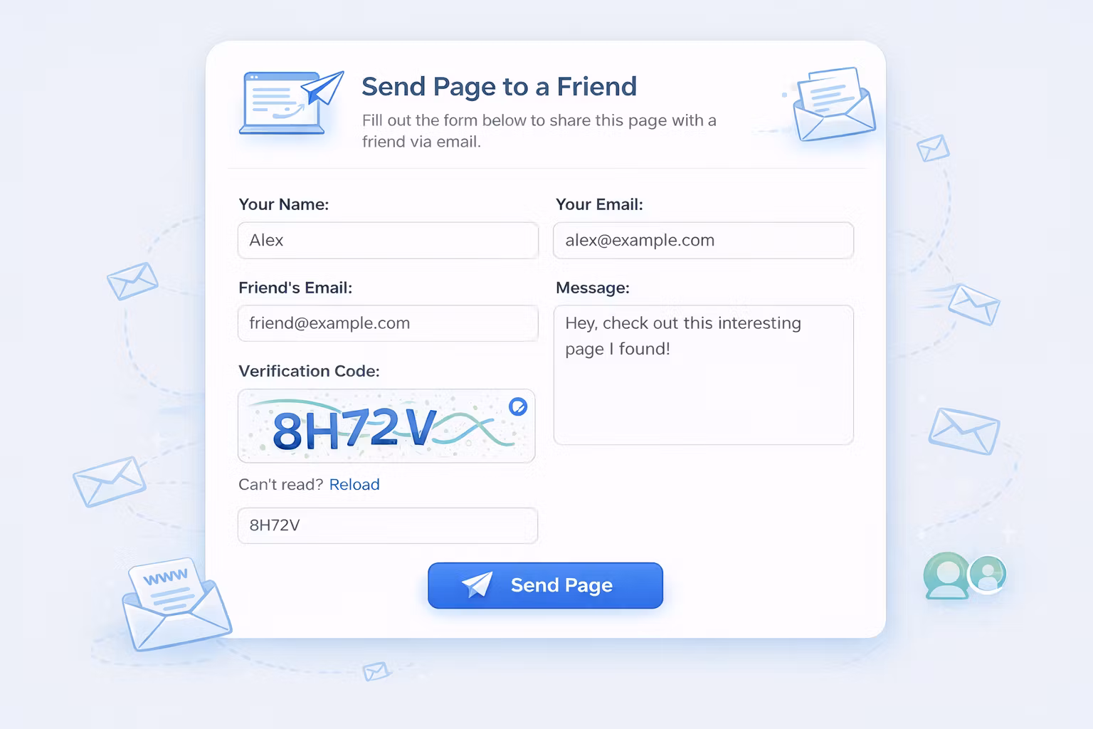 PHP Send Page To Friend Script
