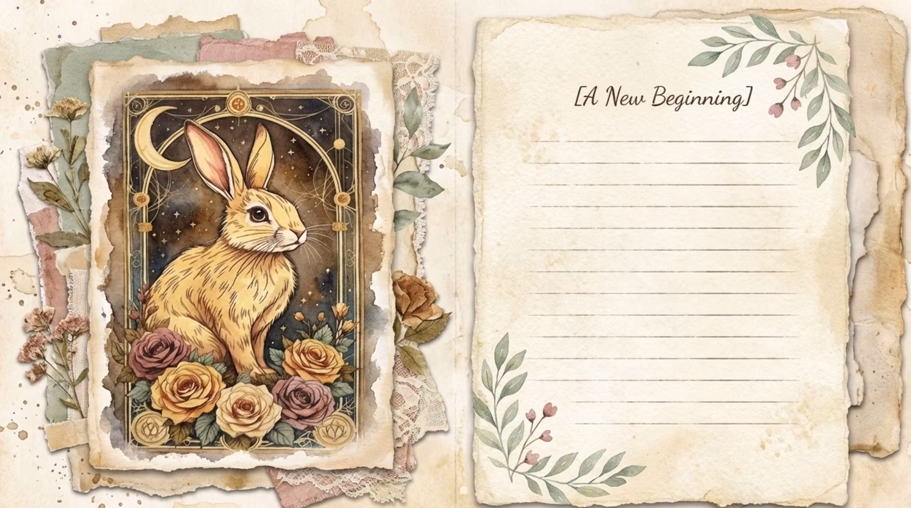 Bunny Rabbit Junk Journal Kit | Vintage Easter Bunny Printable Pages