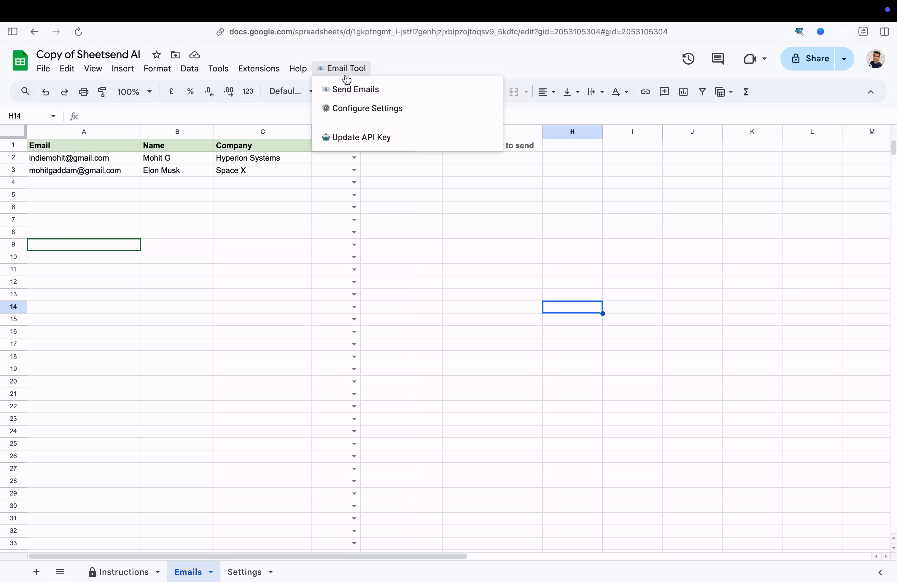 Sheetsend AI - Sheet2EMail