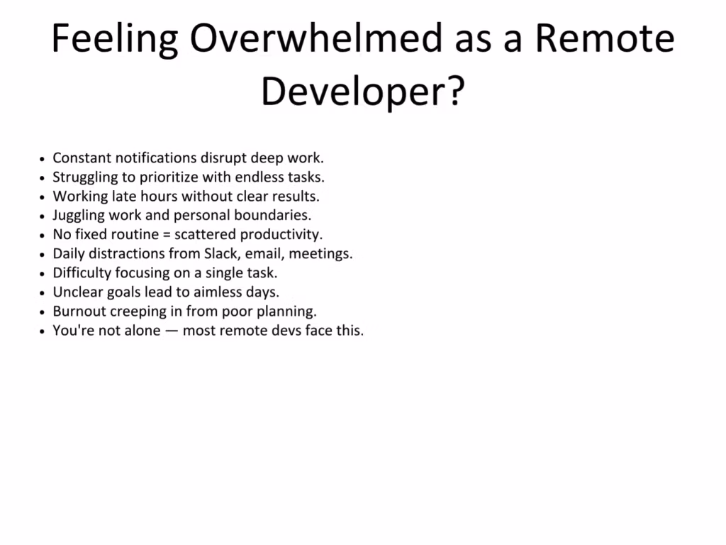 Remote Developers Time Mastery