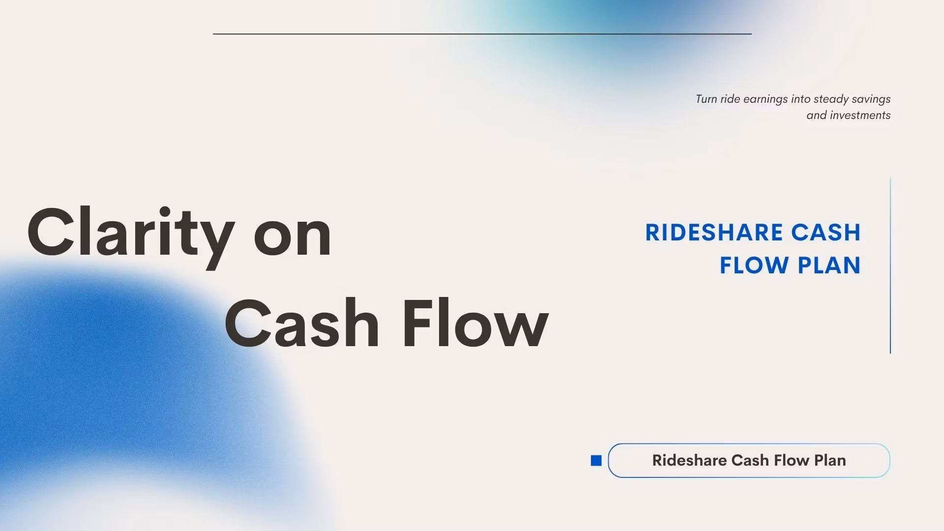 Rideshare Cash Flow Plan