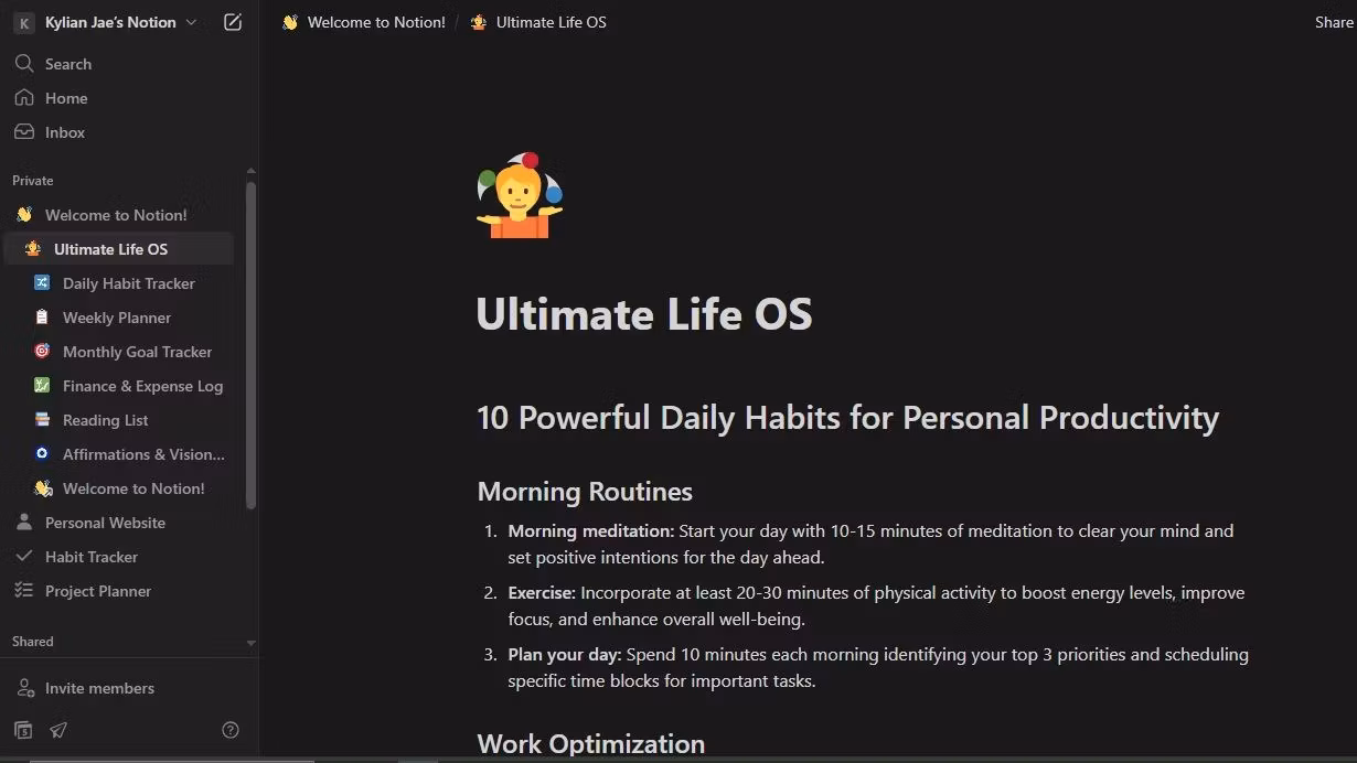 Ultilmate Life OS - Notion Tem
