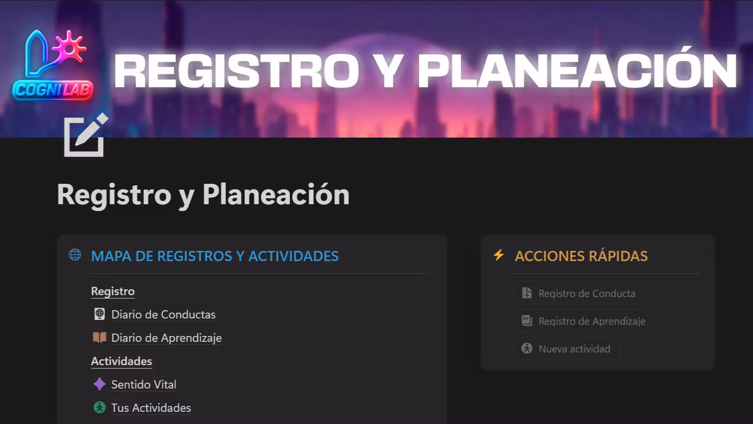 CogniLab Registro y Planeación