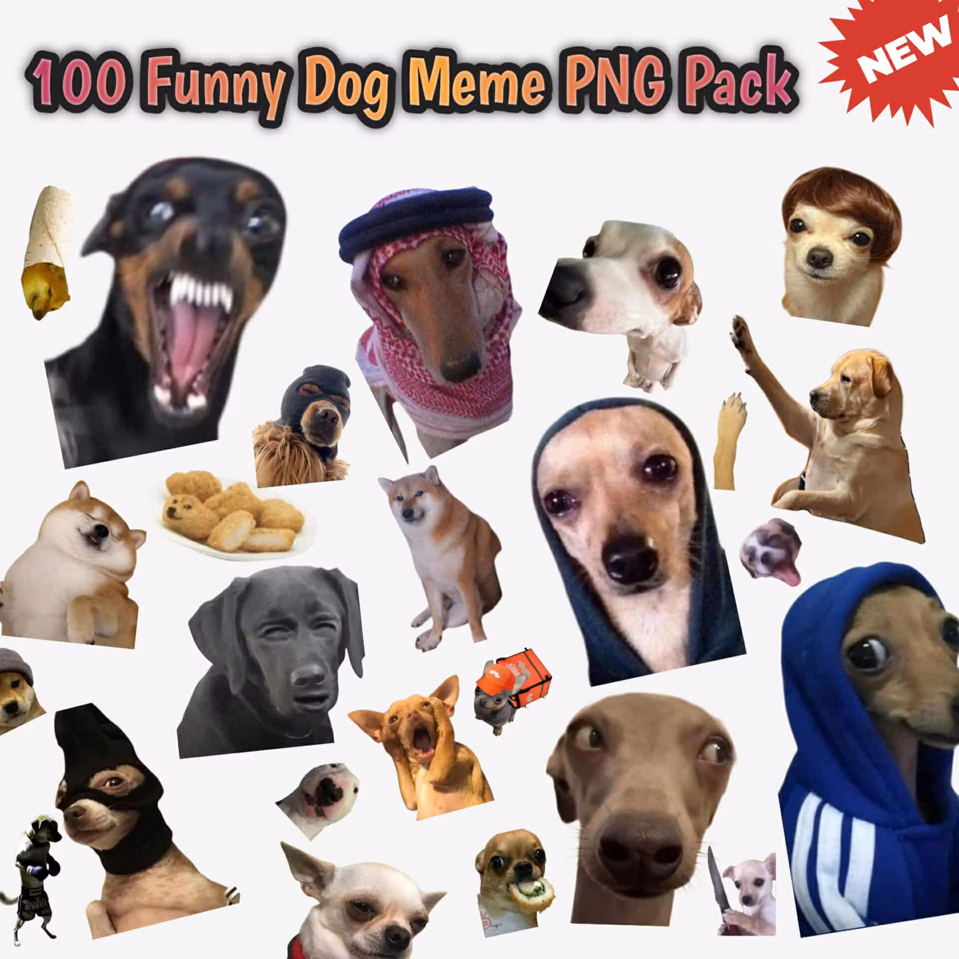 Funny Dog Meme PNG Pack 🐶 100
