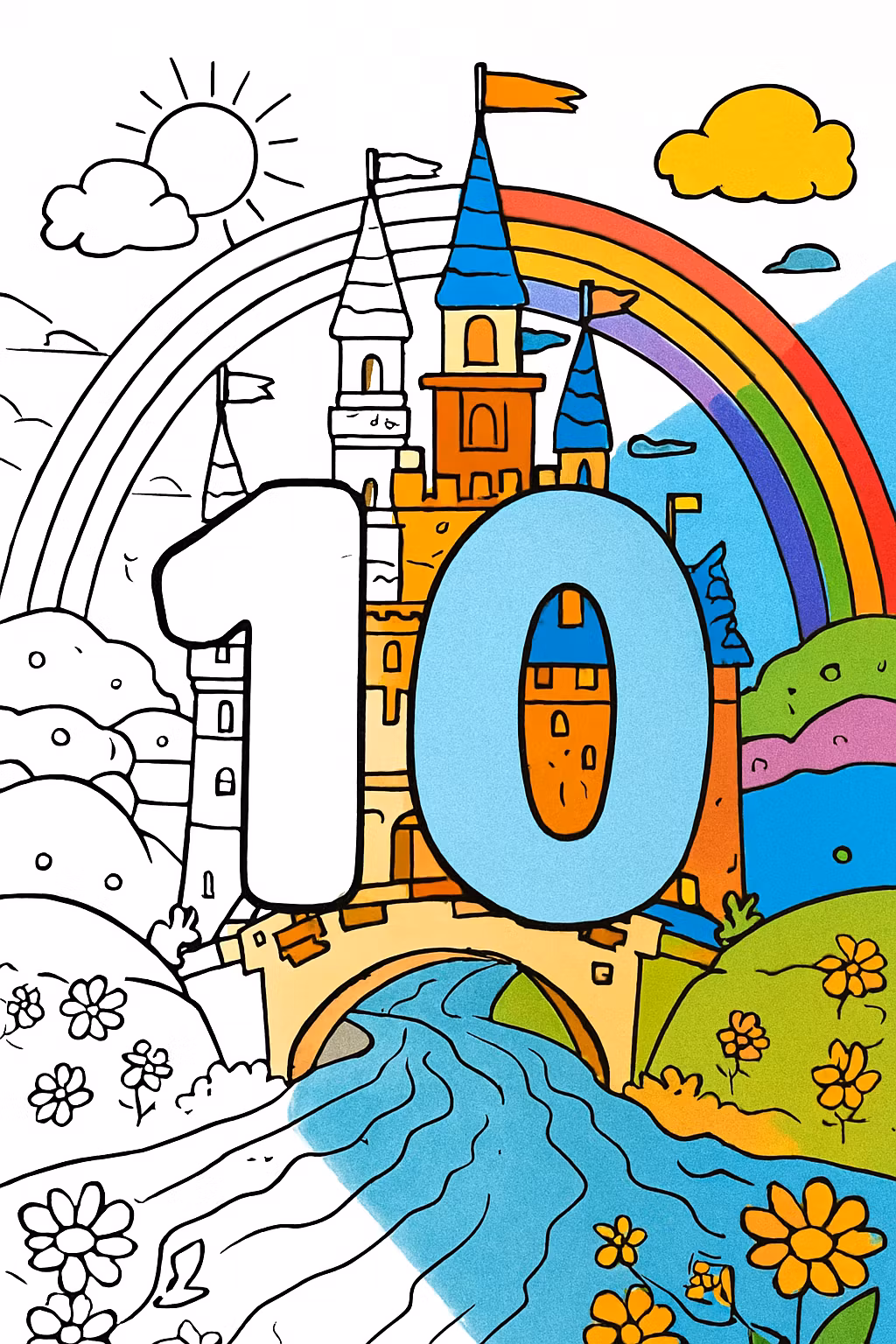 10 Numbers coloringpages