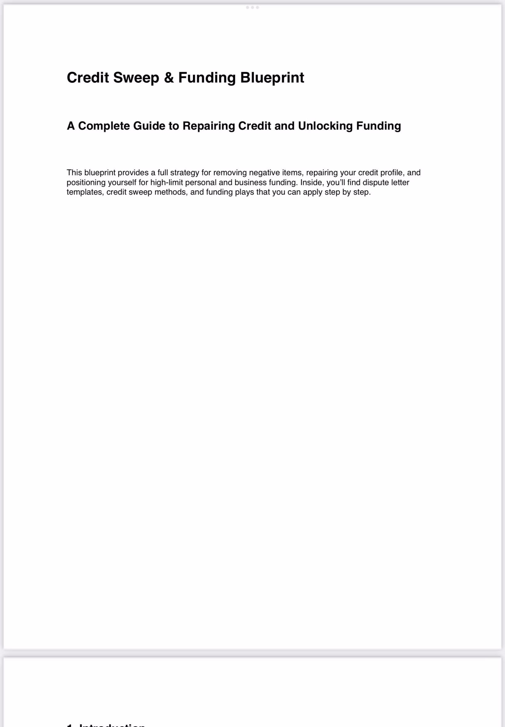 Credit Sweep & Funding Bluepri