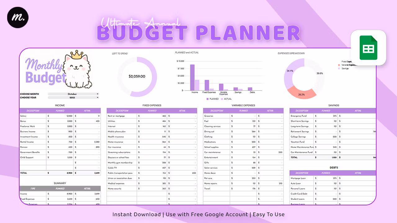 Ultimate Annual Budget Planner