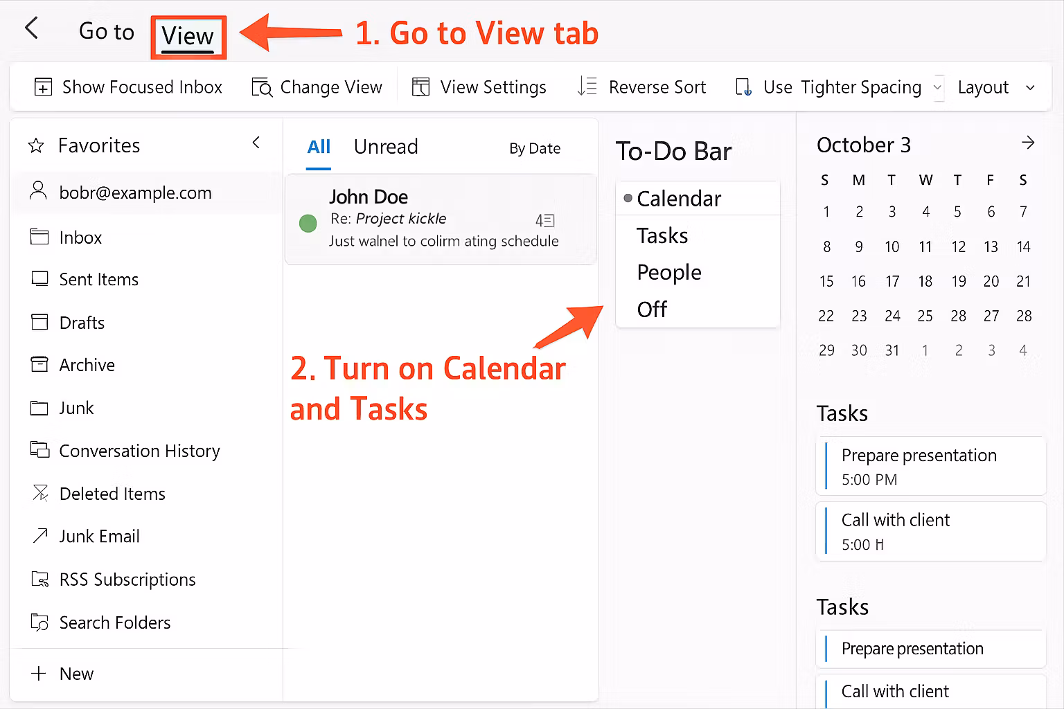 Customize Outlook Home Tab