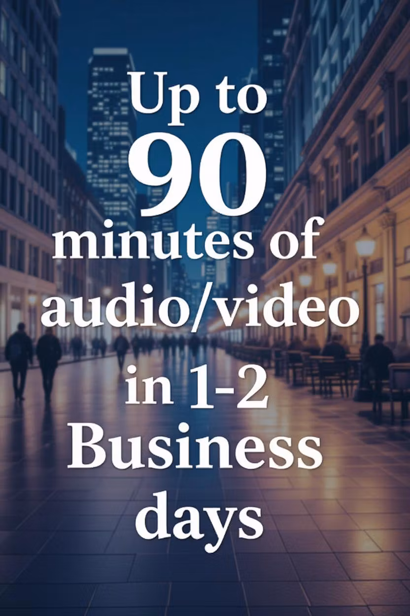 90 minutes RUSH 2 biz days