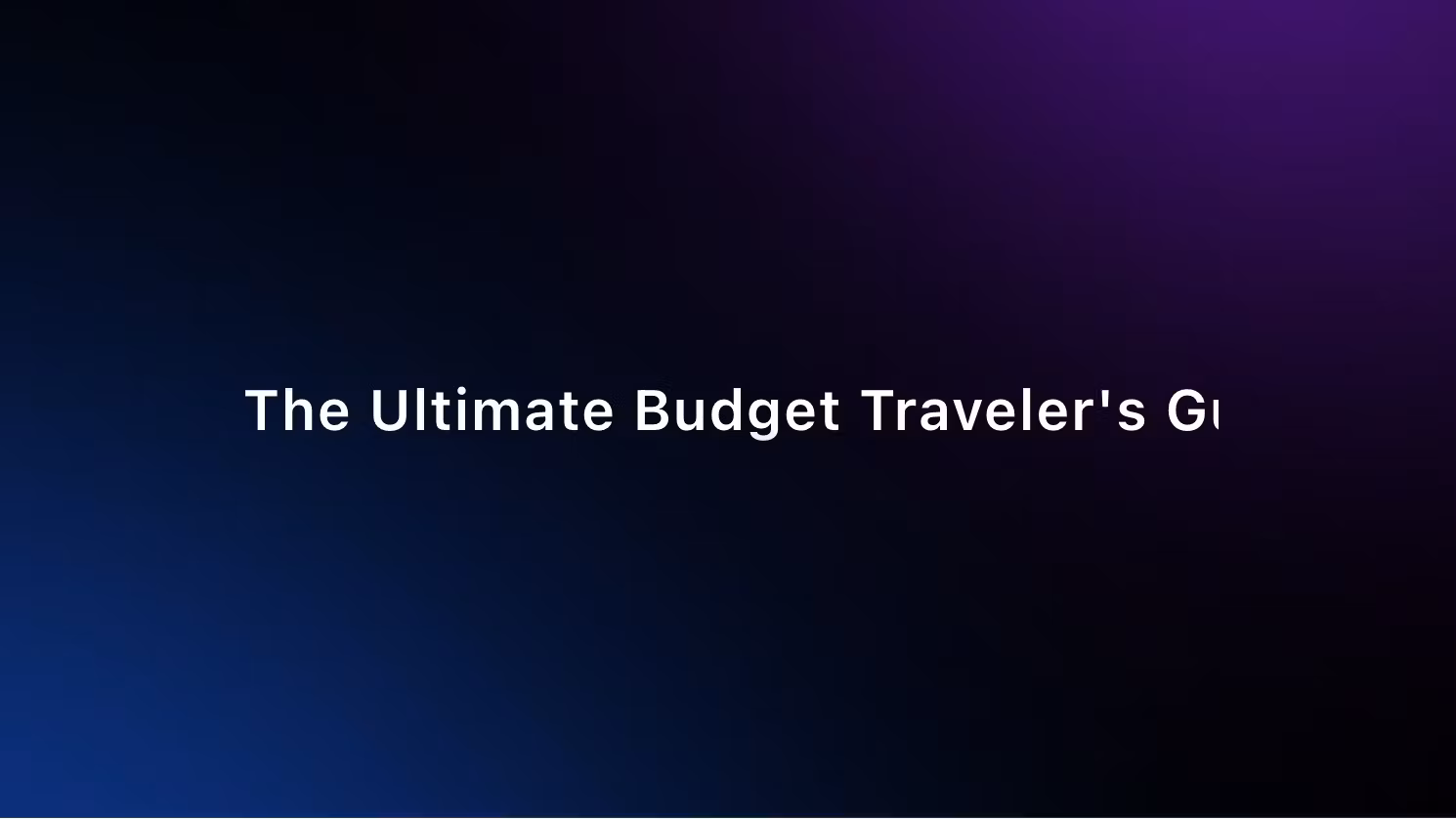 Budget traveling