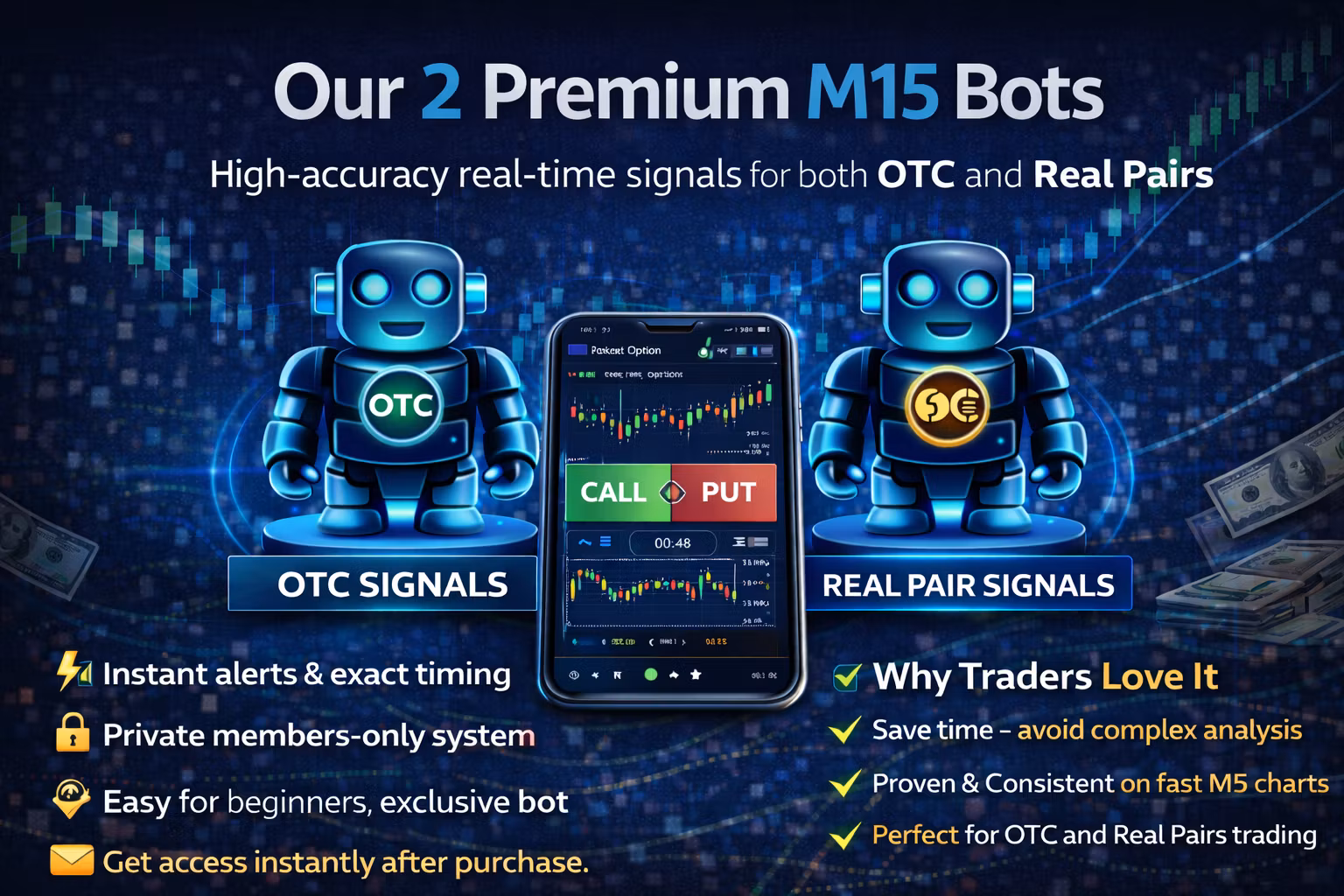 Pocket Option M15 Bot (OTC & LIVE)