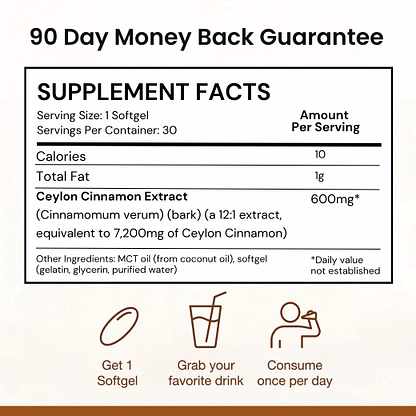 Ceylon Cinnamon 7200mg Equivalent with MCT Oil