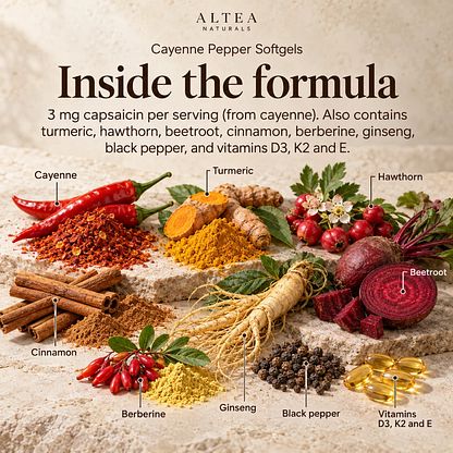 Altea Naturals® Cayenne Pepper Softgels — Ingredients and formula