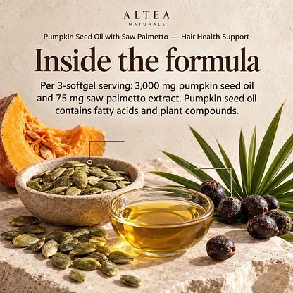 Altea Naturals® Pumpkin Seed Oil with Saw Palmetto — Hair Health Support — Ingredients and formula